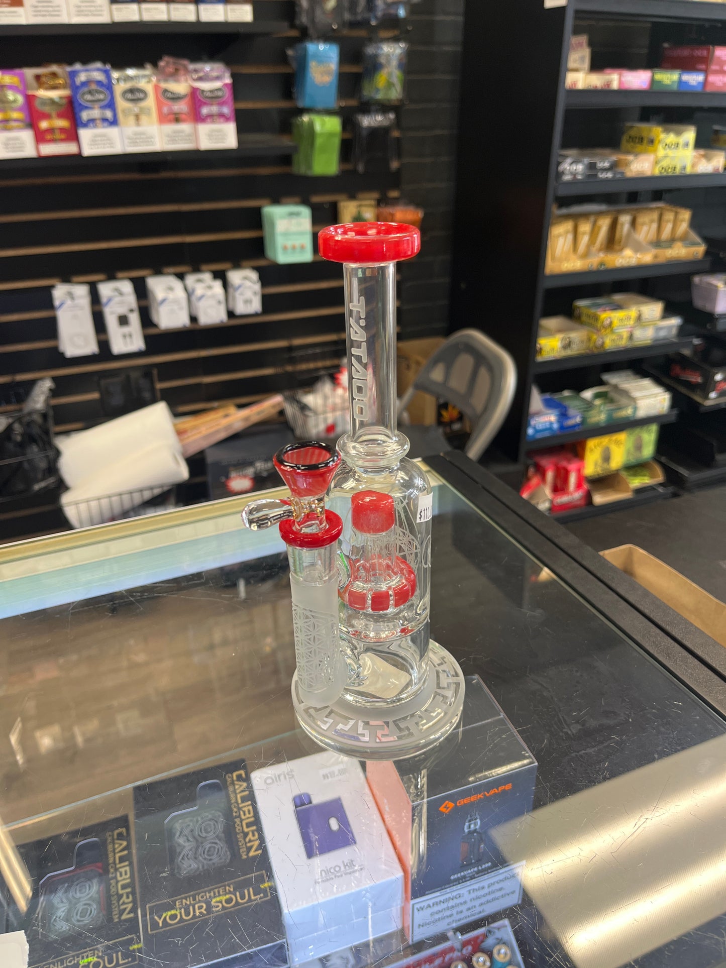 Small Red Tattoo Glass Bong