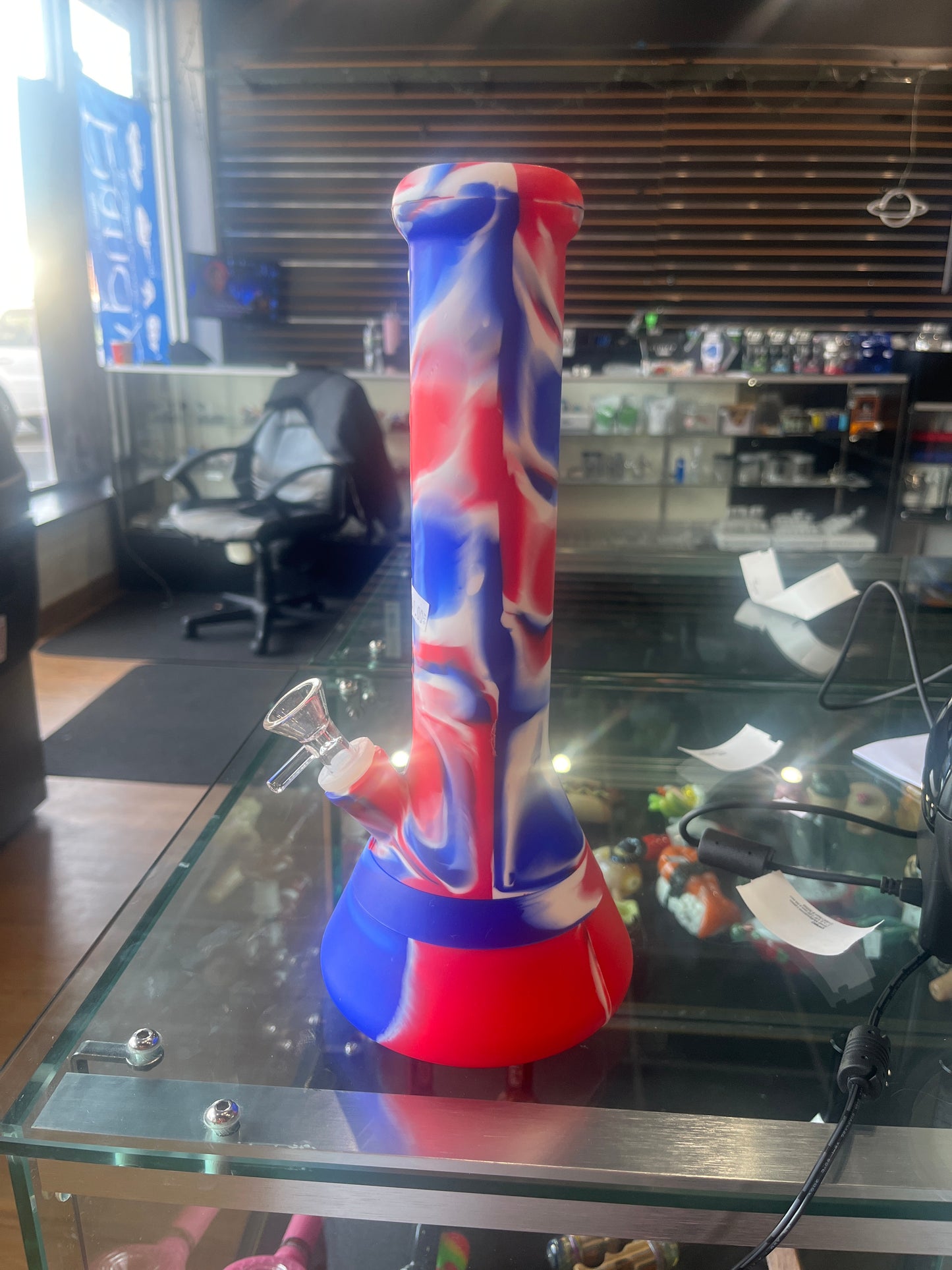 Red White and Blue Silicone Beaker Bong