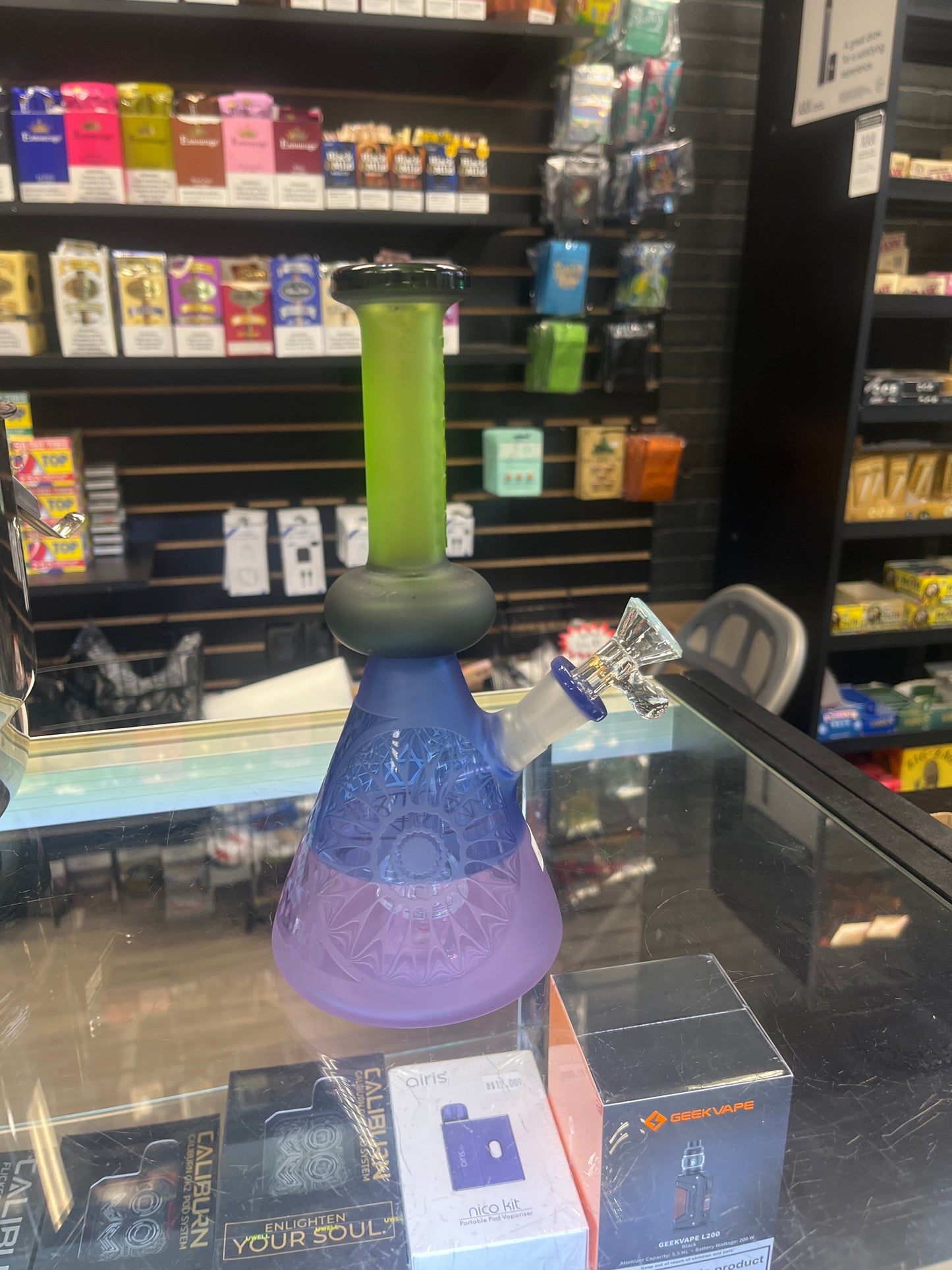 Small Tattoo Multicolor Layered Beaker Bong