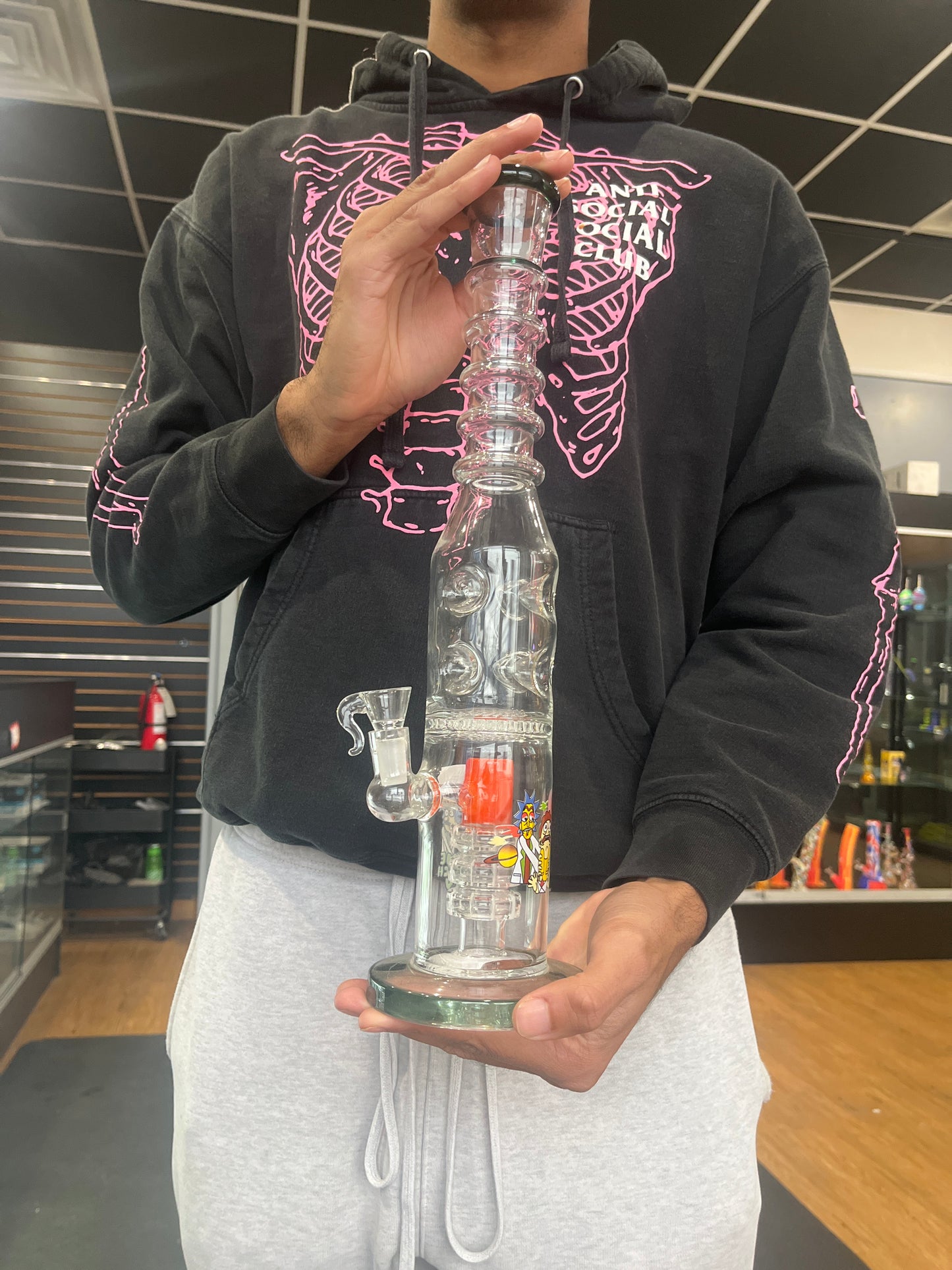 Large Rick and Morty Bong with Honeycomb Perc