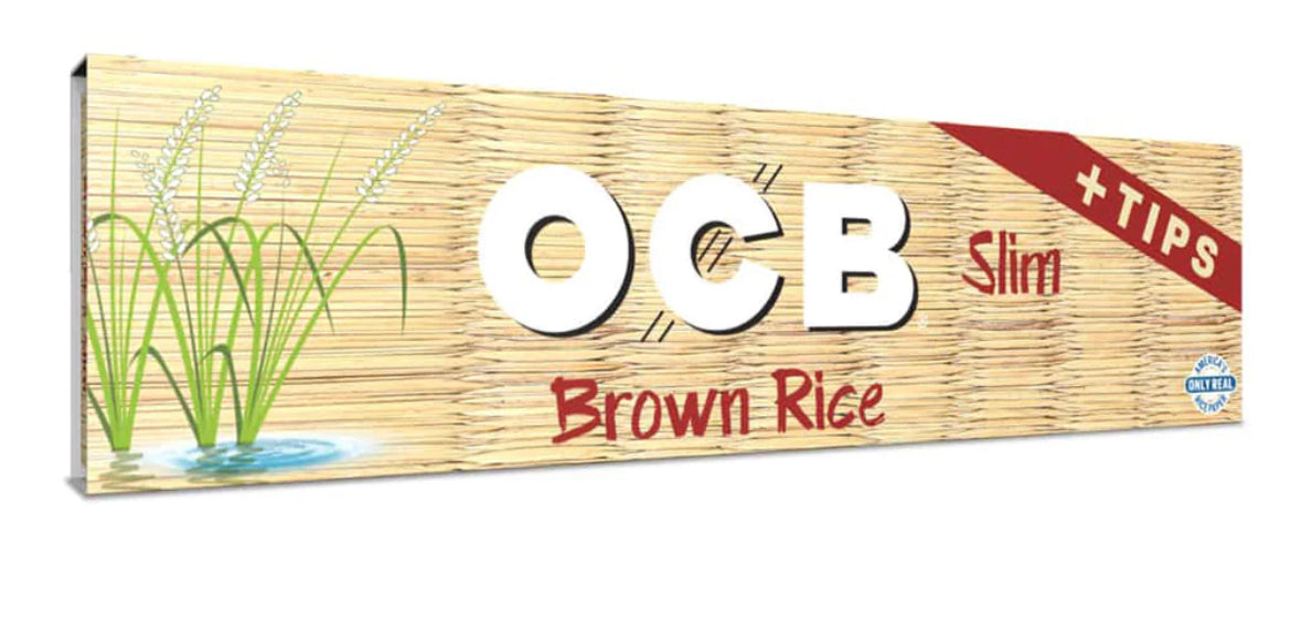 OCB Brown Rice Unbleached Rolling Papers+Tips