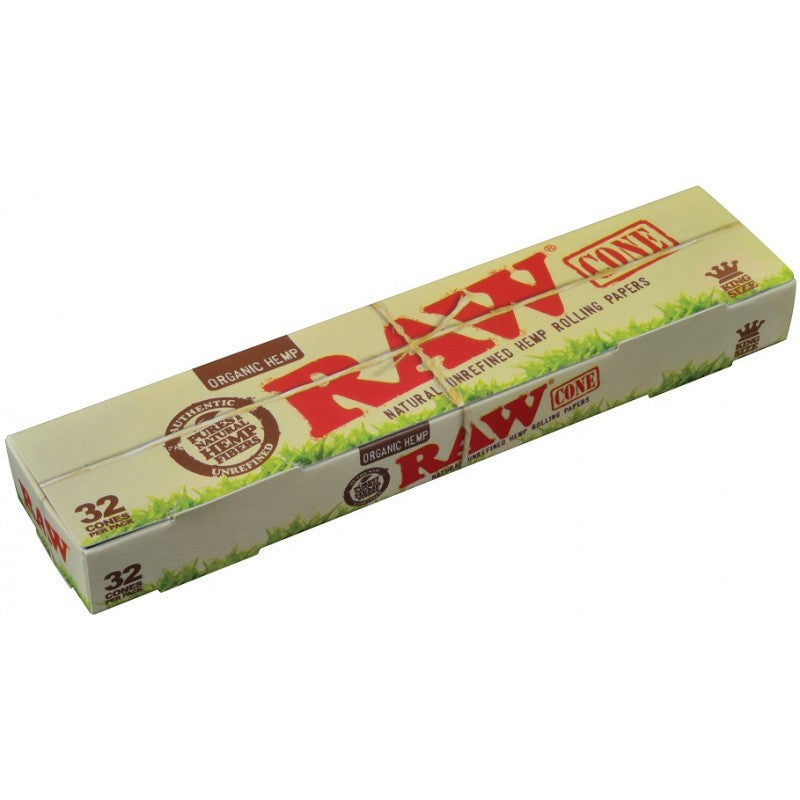 Raw Organic Hemp King Size Cones - 32 Pack