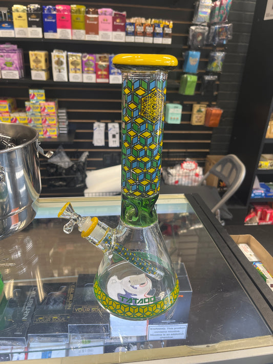 Tattoo Hexagonal Pattern Beaker Bong