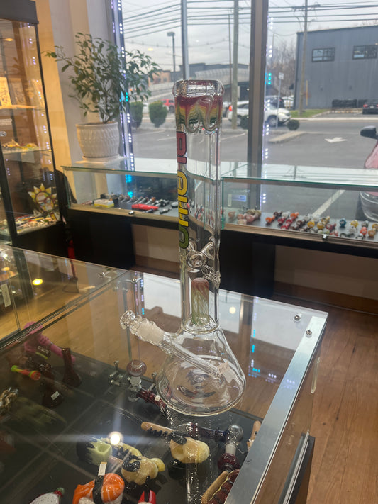 Blown Glass Beaker Bong- Rasta